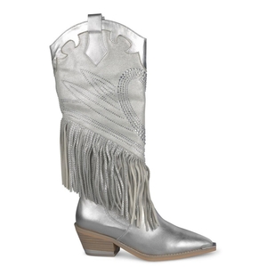 Bottes Plates Alma En Pena Fringed Boot Blanche Bleu Marine Femme | CKA-03874635